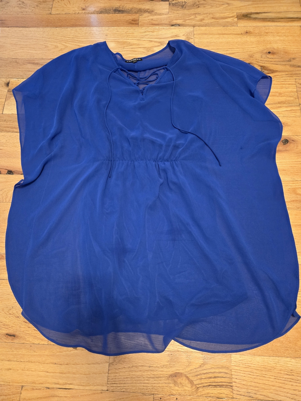 Express Royal Blue Lace-Up Chiffon Mini Dress